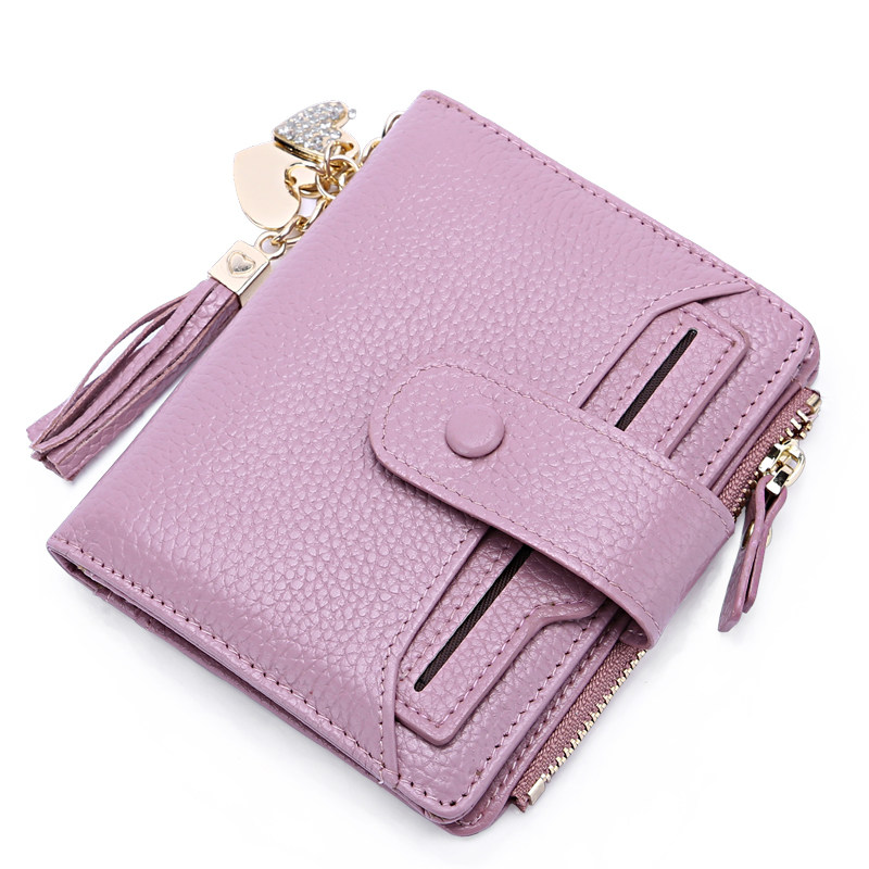 真头层女式可爱简约流苏小牛皮钱包 starfruit钱包