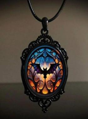 Vintage Gothic Witch Dark Forest Castle Pendant Necklace for