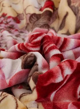 Plaid for Beds Flower Printed Coral Fleece Blanket on the Be