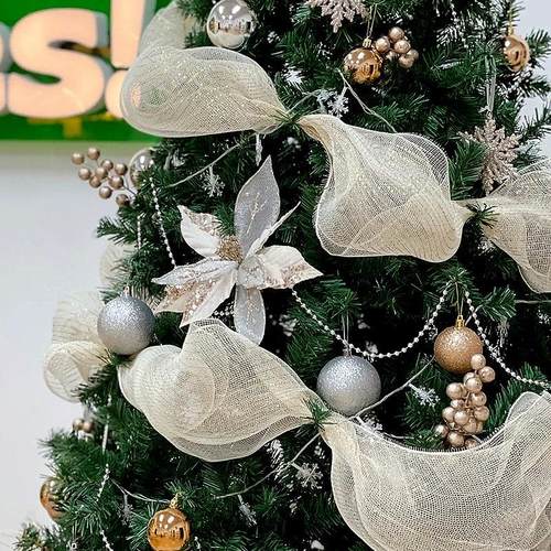 Christmas Tree Ribbon Ribbon Christmas Arrangement Pp Mesh W - 图0