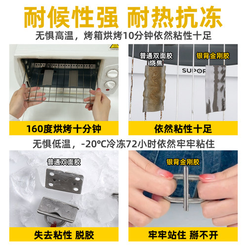 银背强力双面胶高粘度车用不留痕无痕泡沫泡棉汽车专用耐高温焊接胶带加厚双面胶贴超强防水胶带不留胶免打孔 - 图2
