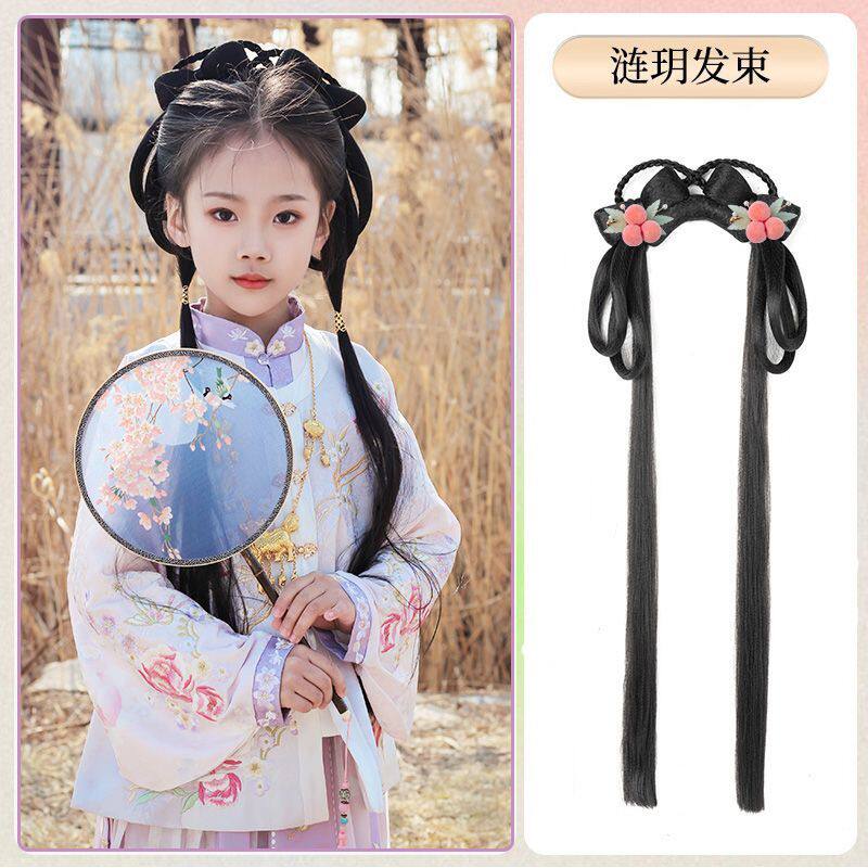 儿童汉服假发发箍一体古风垫发包发髻女童盘发造型演出古装假发包,淘宝优惠券,粉丝福利购,淘宝优惠卷