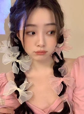 甜美温柔人鱼姬蝴蝶发夹紫色蝴蝶结女ins可爱蝴蝶发写真拍照发饰