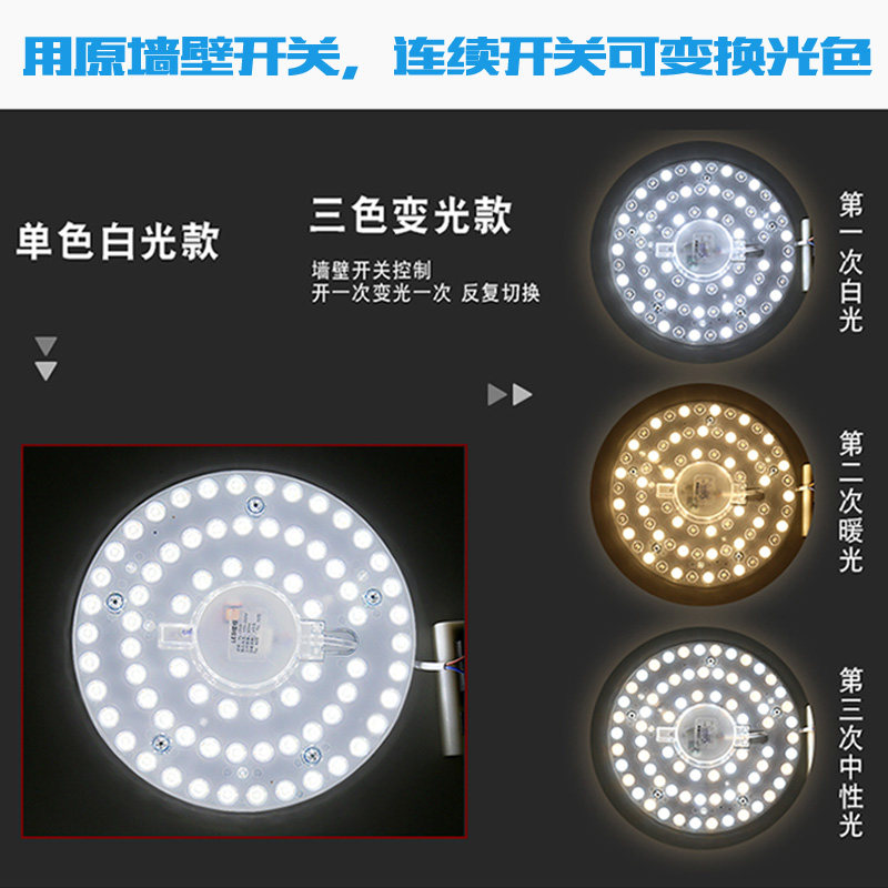 节能LED吸顶灯灯芯替代改造灯板三色模组光源高亮透镜灯贴,淘宝优惠券,粉丝福利购,淘宝优惠卷