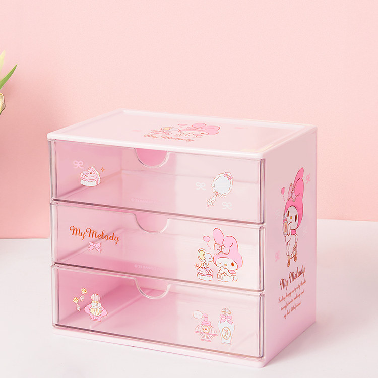 miniso名创优品三丽鸥三层抽屉收纳盒凯蒂猫桌面收纳盒首饰储物,淘宝优惠券,粉丝福利购,淘宝优惠卷