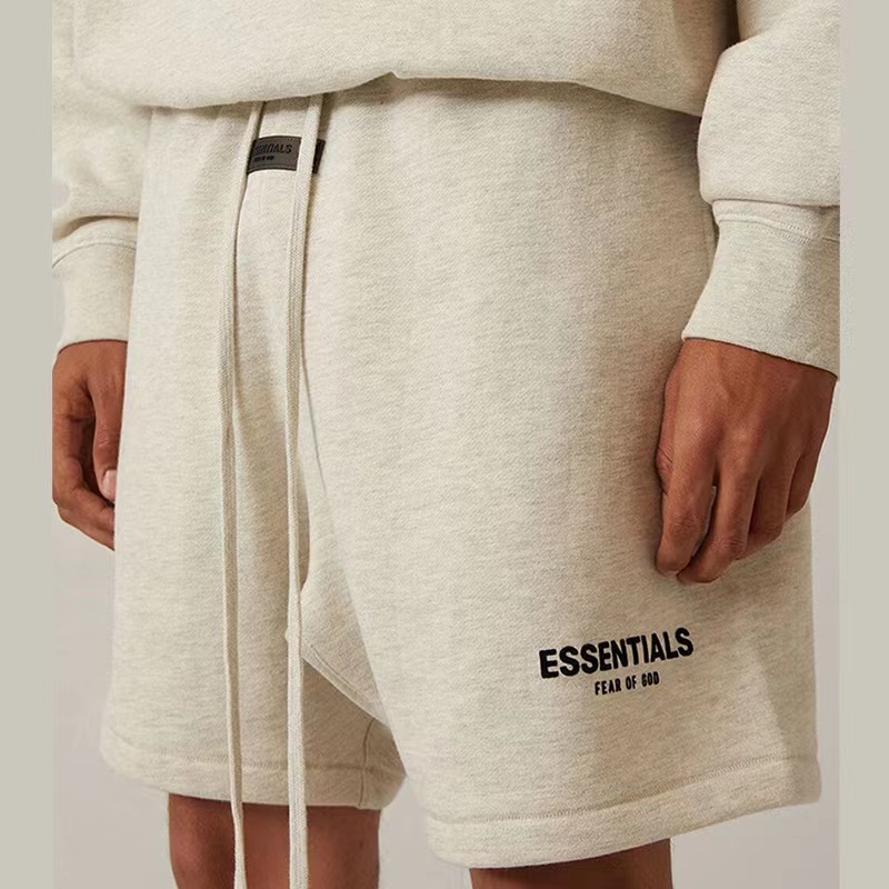 官网正品essentials短裤子男女fear of god fog复线植绒字母印花 - 图2