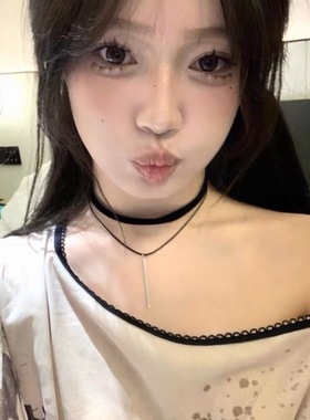 韩系ins黑色丝绒双层颈链冷淡辣妹风chocker简约锁骨项链女