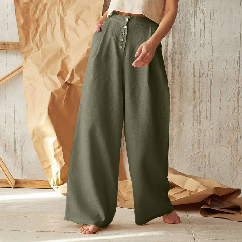 casual trousers women Slacks ladies pants 棉麻宽松阔腿长裤女,淘宝优惠券,粉丝福利购,淘宝优惠卷