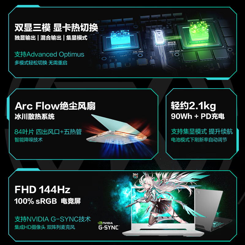 华硕天选4新款锐龙学生RTX4070商务设计R9游戏酷睿电竞笔记本电脑 - 图1