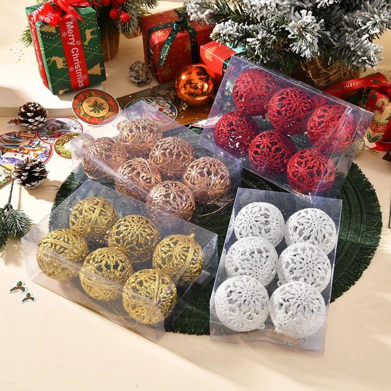 6Pcs 6CM Christmas Balls Christmas Tree Ornaments Hanging Xm - 图0