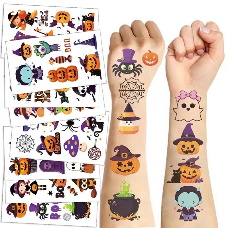 10pcs Halloween Pumpkin Tattoo Stickers Treat Kids Bat Candy - 图0