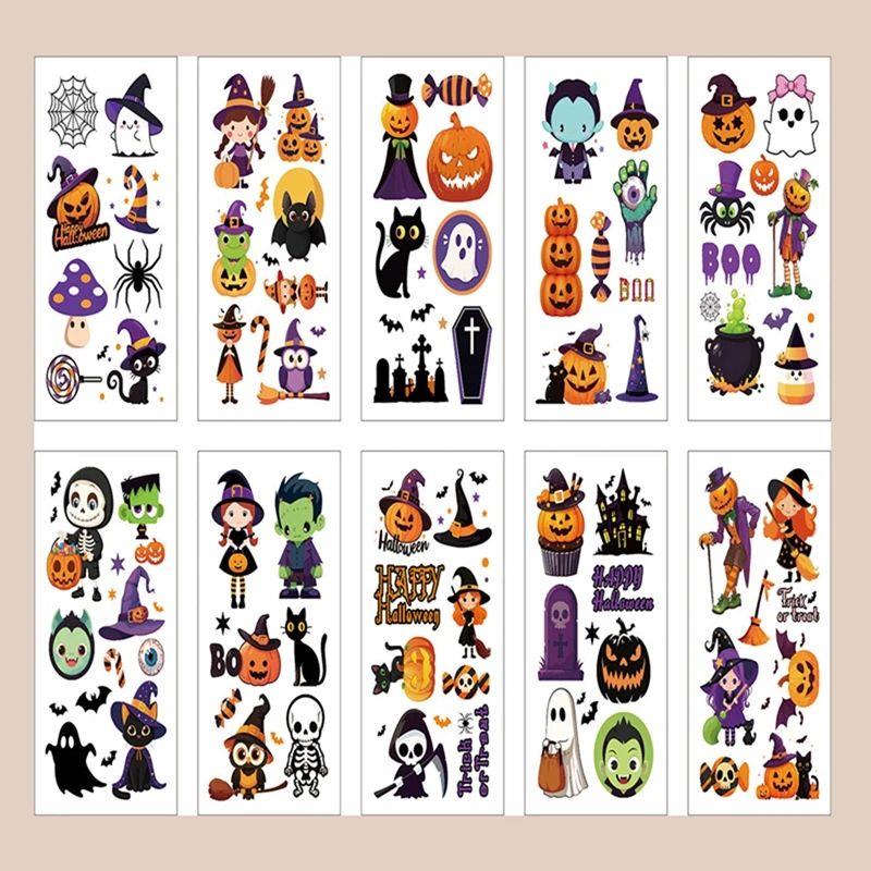 10pcs Halloween Pumpkin Tattoo Stickers Treat Kids Bat Candy - 图2