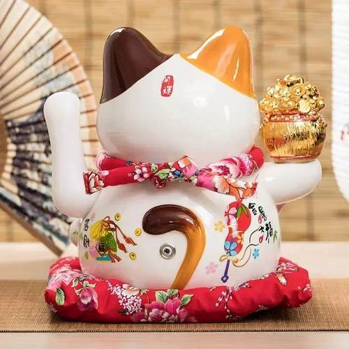 7 Inch Lucky Cat Decoration Feng Shui Fortune Cat Ceramic El - 图2