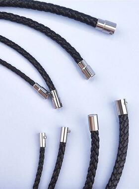 Men-made Leather Necklace Choker Black Brown Braided Rope Ch