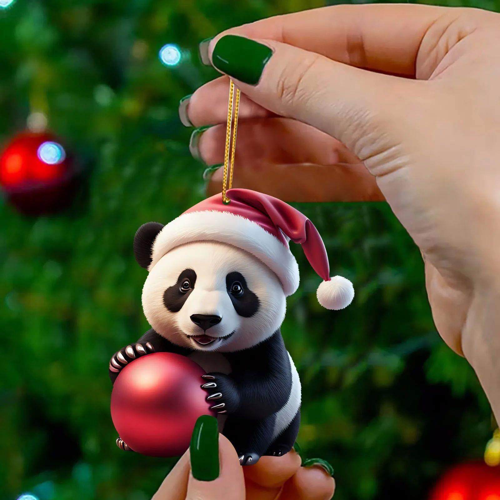 Creative Adorable Cartoon Panda Home Christmas Tree Hanging - 图0