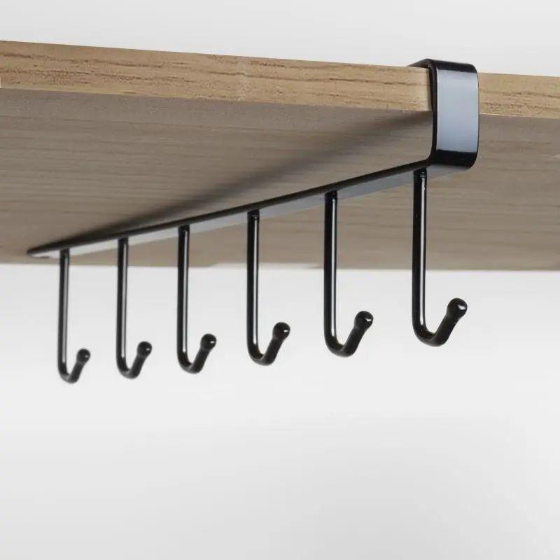 1Pc Black Kitchen Hanger Hook With No Marks Or Nails For Sto - 图2