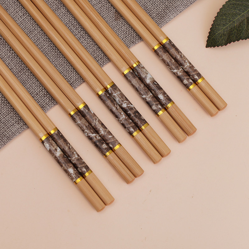 健康楠竹 筷子家用5-10双装成人长防霉一人一筷防滑 家人竹木筷子