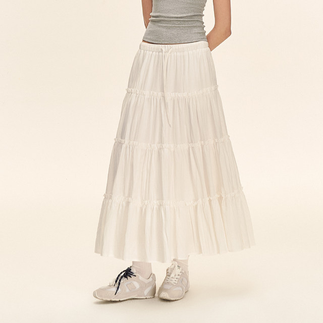 CLIMAX VISION ballet college style ruffled lazy and elegant A-line fluffy cake skirt long skirt