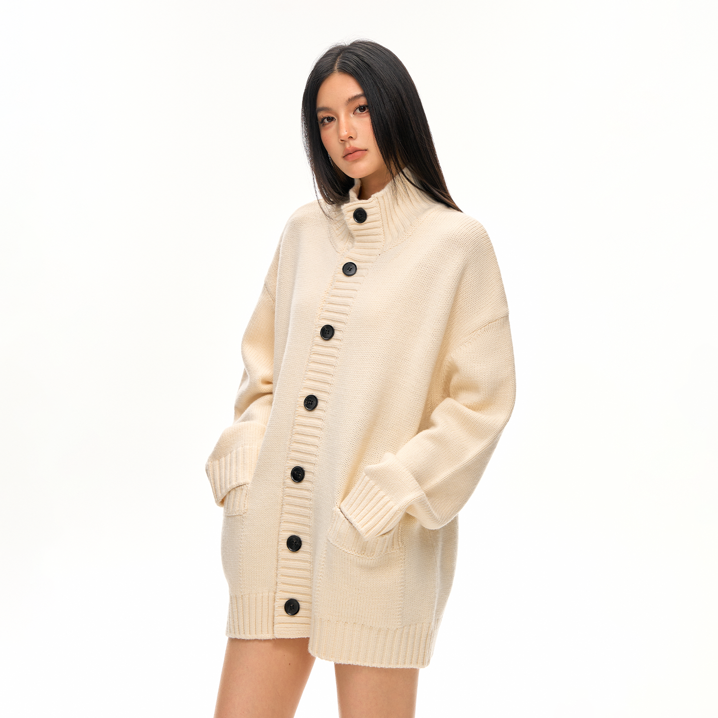 CLIMAX VISION羊毛混纺慵懒风宽松高领加厚保暖大开衫毛衣外套,淘宝优惠券,粉丝福利购,淘宝优惠卷