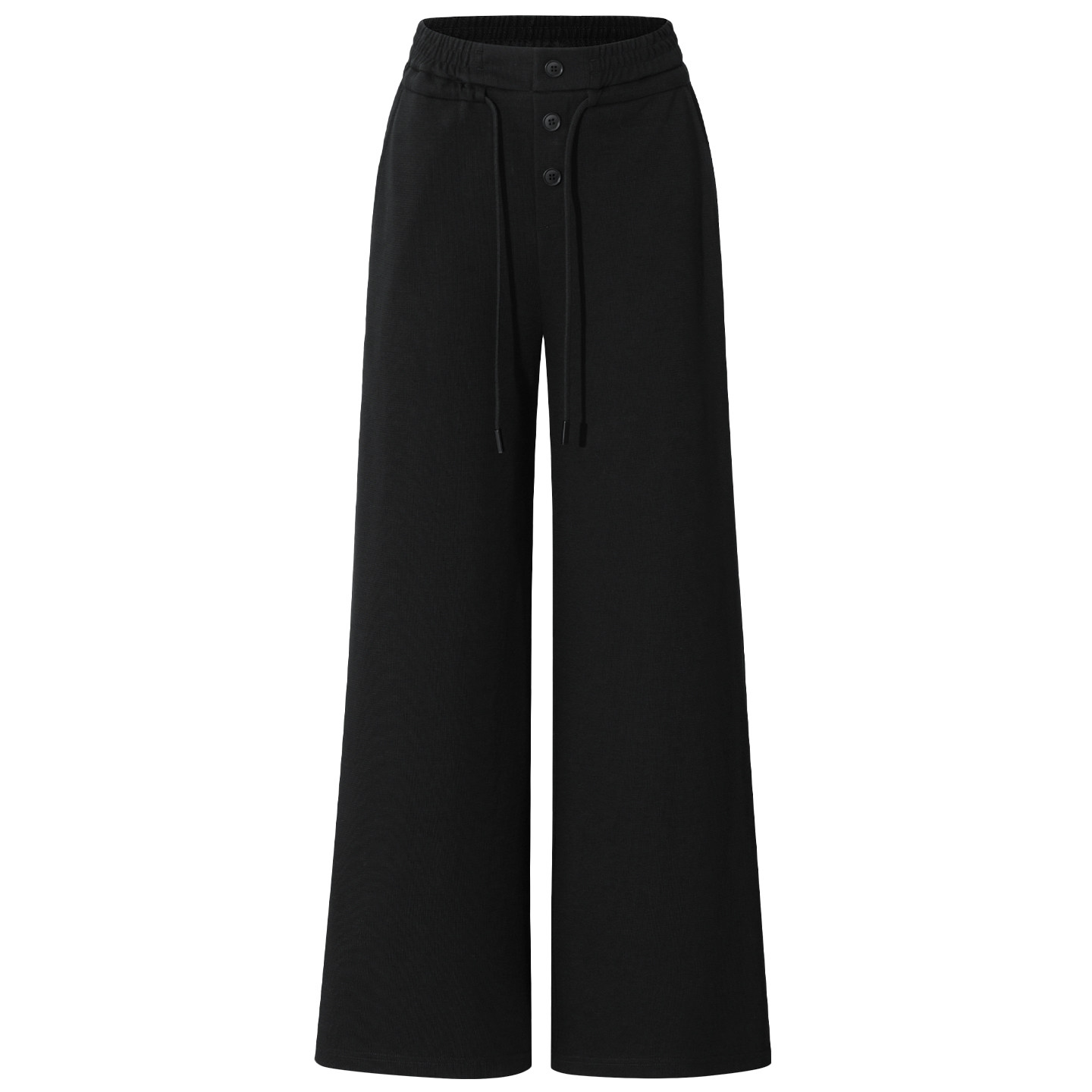 CLIMAX VISION多纽扣松紧抽绳宽腰头曲纹肌理针织阔腿休闲卫裤,淘宝优惠券,粉丝福利购,淘宝优惠卷