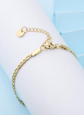 New stainless steel gold-plated Cuban anklet simple stainles