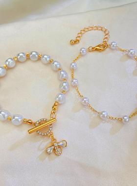 时尚吊坠珍珠手炼女法式手镯手炼