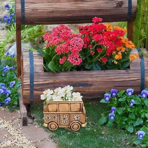 car crown shaped Resin Flower Pot Small Cactus Planter - 图1