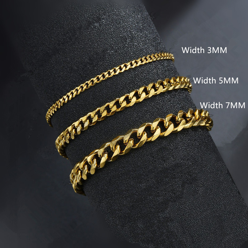 2023 New Trendy Cuban Chain Men Bracelet Classic Stainless