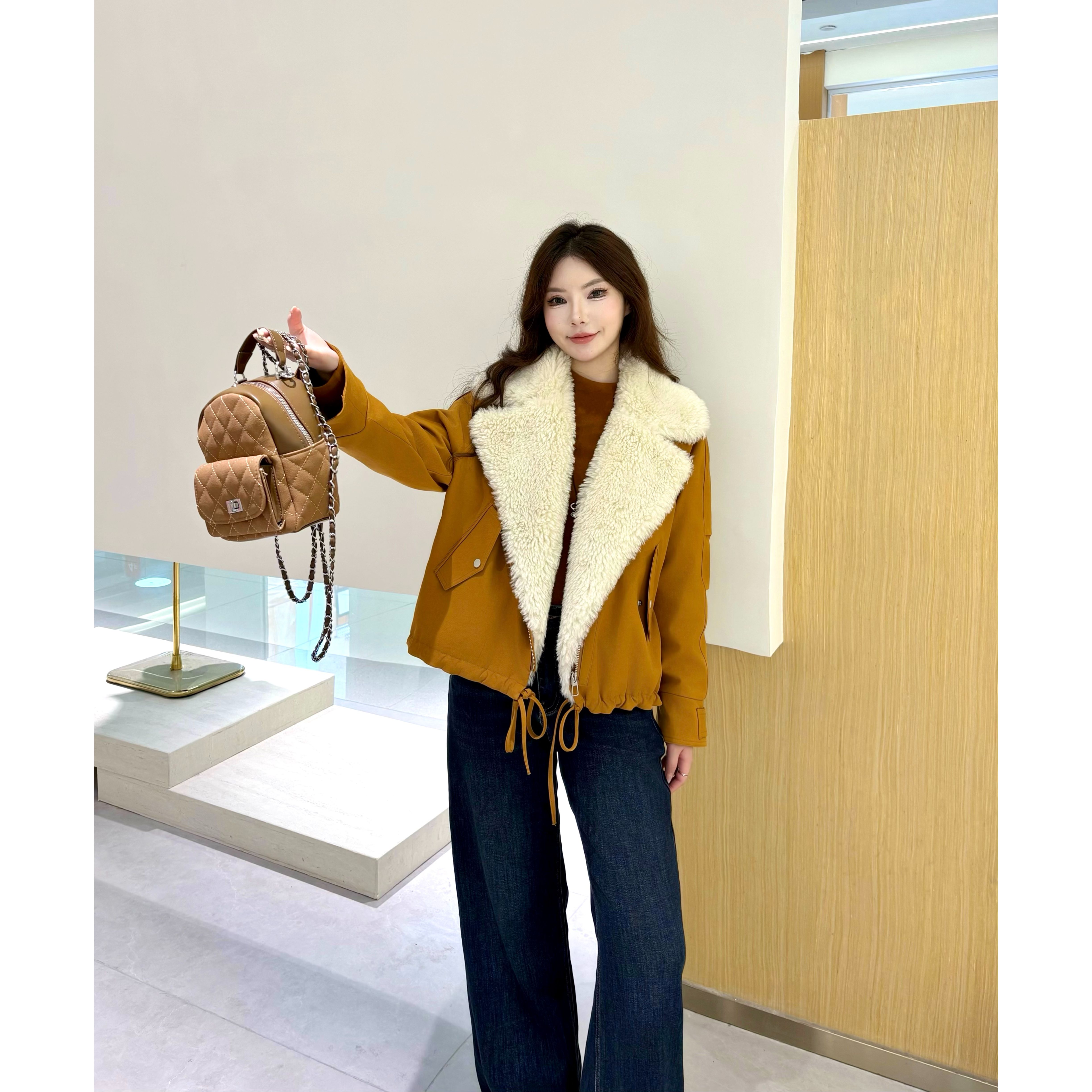 时尚加绒外套短款2025冬季新款韩系宽松大翻领加厚保暖派克服棉衣 - 图3