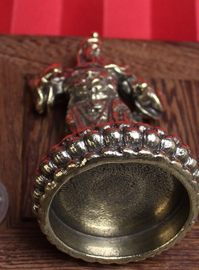 实心铜关公小摆件黄铜关羽铜像口袋佛仿古微雕铜人古玩铜器铜雕像