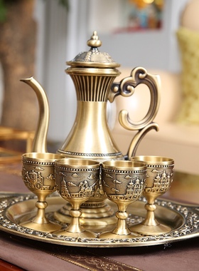 欧式青铜色酒具套装家用酒壶高档古代酒具高脚杯中式宫廷酒器礼盒