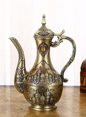 金属白酒酒壶家用高档老式怀旧仿古代创意青铜小酒壶结婚古典摆件