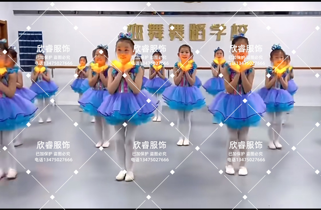 星星在说话舞蹈服装儿童演出服星星道具幼儿女童可爱蓝亮片表演服 - 图3