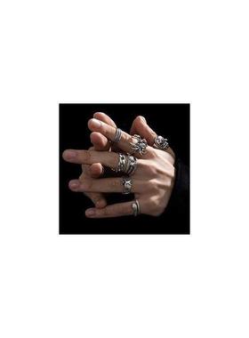 Mens retro hip hop ring set Punk Goth Ring for men戒指男