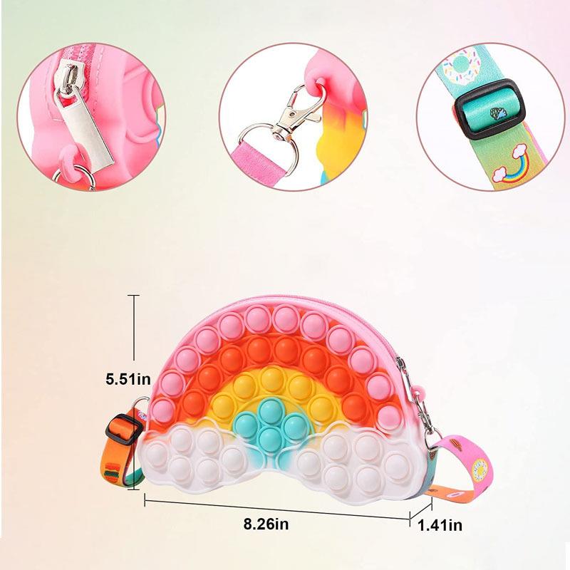 Rainbow Bag Pop Kawaii Fidget Coin Purse Push Bubble Toys Wo - 图1