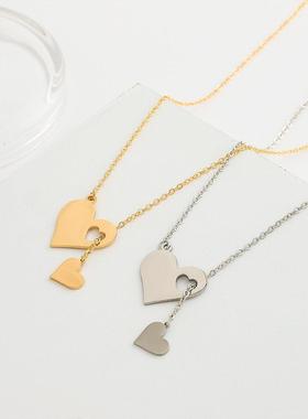 Female Hollow Peach Heart Collar Chain Y-shaped Neck Chain