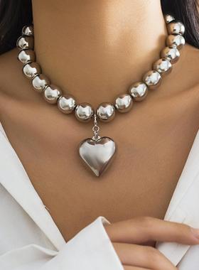 Large round bead collar collarbone chain bead necklace项链