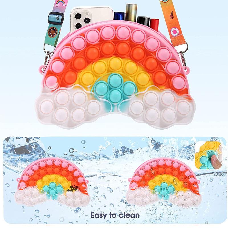 Rainbow Bag Pop Kawaii Fidget Coin Purse Push Bubble Toys Wo - 图3