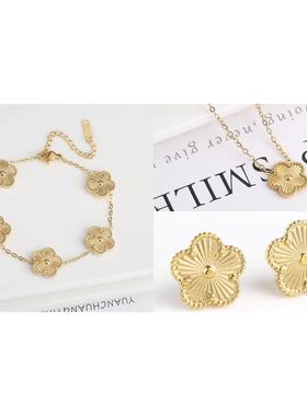 3Pcs/Set Metal Stainless Steel Reversible Laser Bracelet Nec