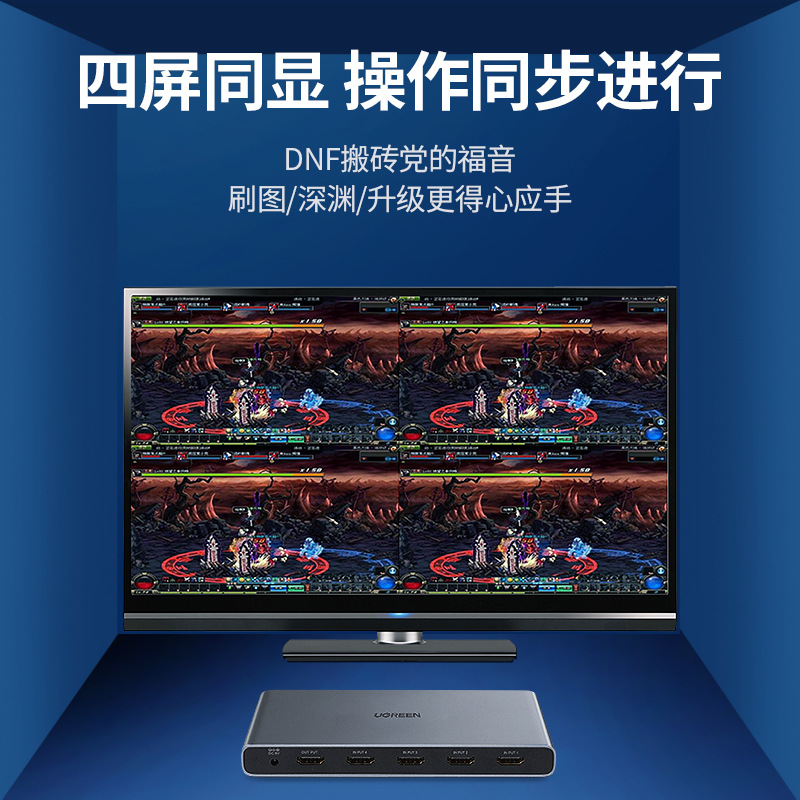 UGREEN 绿联分屏器多屏显示四进一出HDMI1分4画面分割器kvm切换器 - 图0