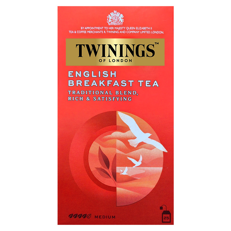 英国TWININGS川宁英式早餐红茶25片盒装袋泡茶英式茶包临期清仓