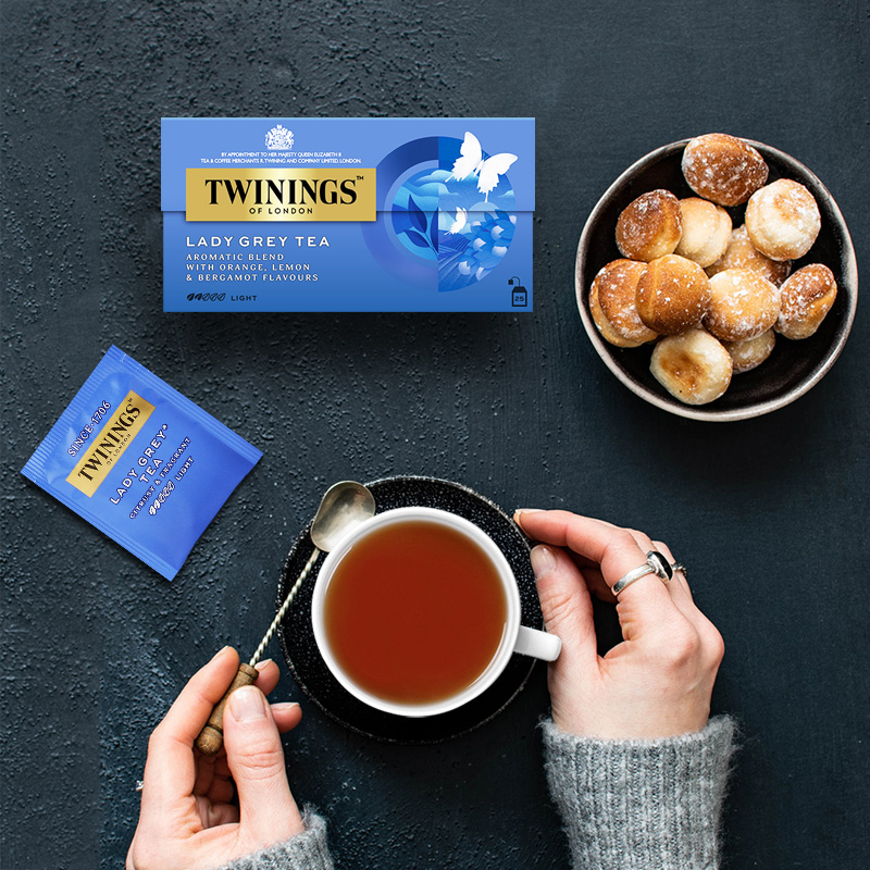 英国TWININGS川宁红茶仕女伯爵红茶lady grey袋泡茶25片茶包临期