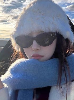 东北雪地猫眼墨镜女近视高级感防雪盲防风镜偏光防紫外线太阳眼镜