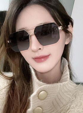 经典金属方形半框男太阳镜时尚潮流开车驾驶防紫外线墨镜女款霸气