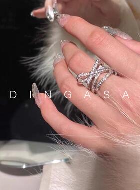 网红蝴蝶结开口戒指镶钻轻奢指环