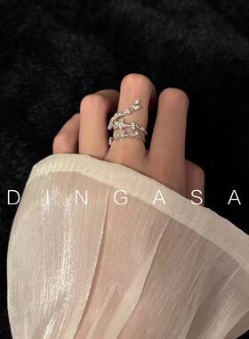 藤蔓戒指轻奢满钻蝴蝶高级感指环