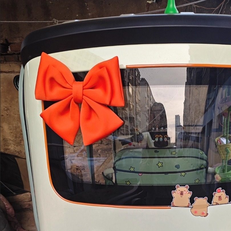 三轮车电动车新能源后座装饰可爱女生摩托车挂件靠背尾贴蝴蝶结,淘宝优惠券,粉丝福利购,淘宝优惠卷