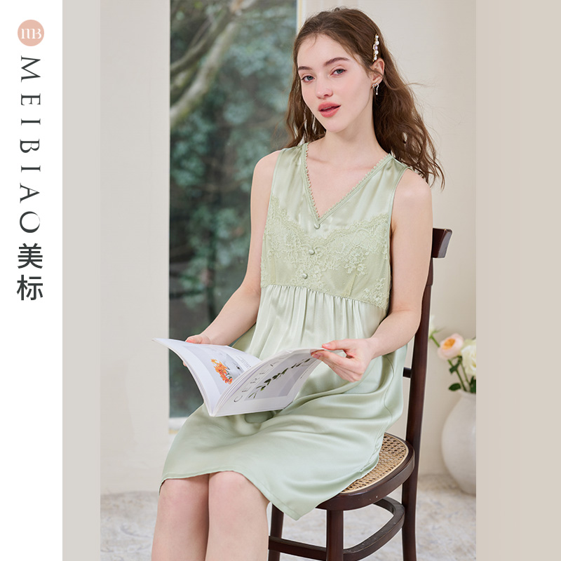 美标新款无袖春夏100%桑蚕丝睡裙 美标服饰宝航专卖睡裙