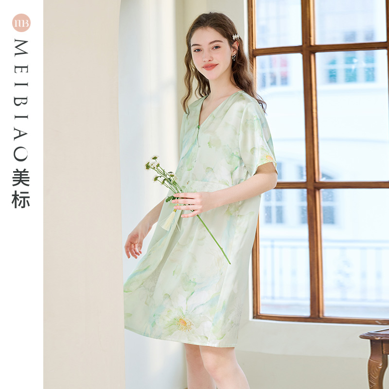 美标【玻尿酸】重磅短袖真丝女睡裙 美标服饰宝航专卖睡裙