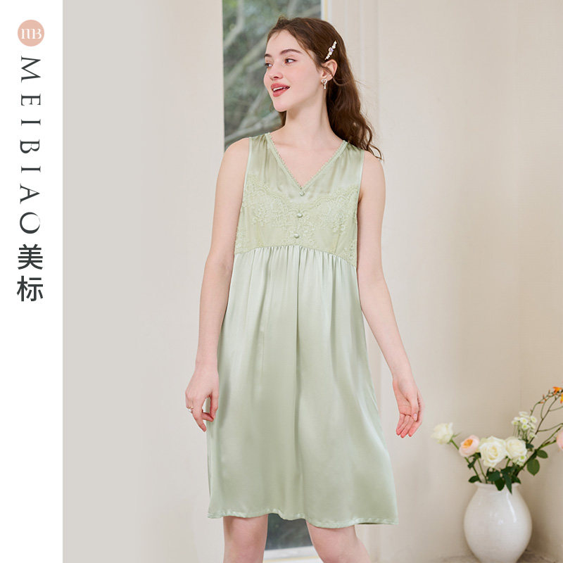 美标新款无袖春夏100%桑蚕丝睡裙 美标服饰宝航专卖睡裙